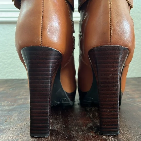 Leather platform high heel boots size 6 - Picture 4 of 7